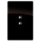 Tomada Duplo Jack RJ11  4x2 - Novara Preto Brilhante Cromado